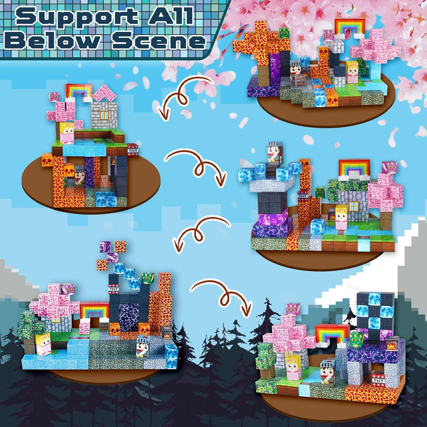 Magnetic Blocks - 150 PCS Build Dark Swordsman'S Forest Castle - Magnetic Toys for Montessori Toddler Christmas Birthday Gifts - STEM Sensory Toys for 3 4 5 6 7 8 9 10 Year Old Boys & Girls image number 3