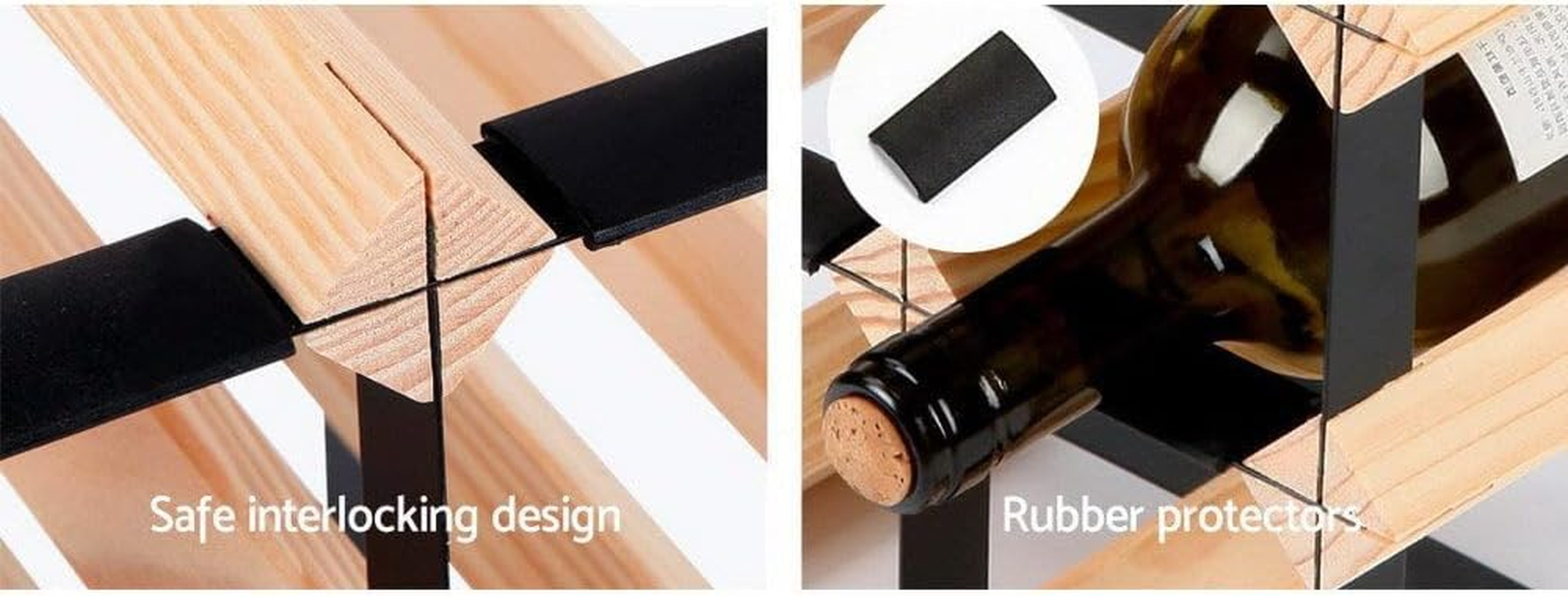 Artiss 4 Tier 12 Bottle Wine Rack, Wooden Timber Wines Bottles Storage Racks Holder Freestanding Display Organiser for Kitchen Cellar Bar, Stackable Modular Pine Wood 32 X 32 X 23.5Cm image number 4