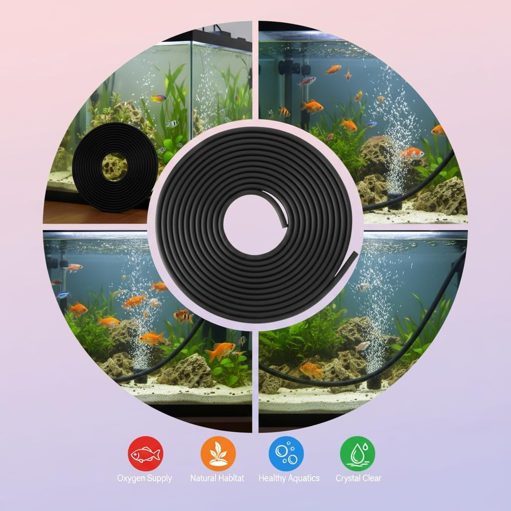 Aquarium Air Pump Tube 5M, Silicone Oxygen Hose Flexible and Durable for Fish Tank Air Pump, Black image number 5