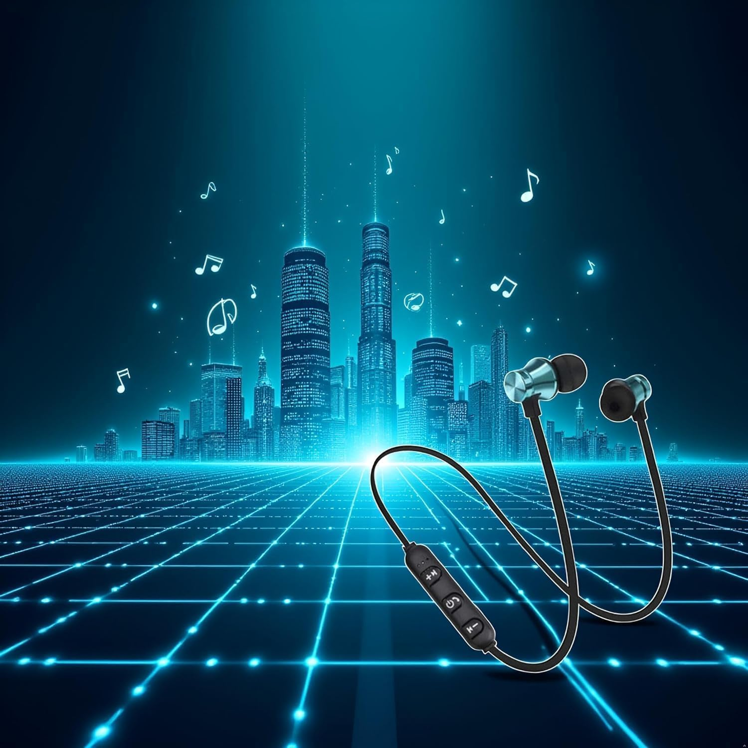 Pchnfei Blue Black Earphone Magnetic In-Ear Stereo Headset Earphone Wireless Bluetooth 4.2 Headphone Gift Headphones and Earbuds image number 5