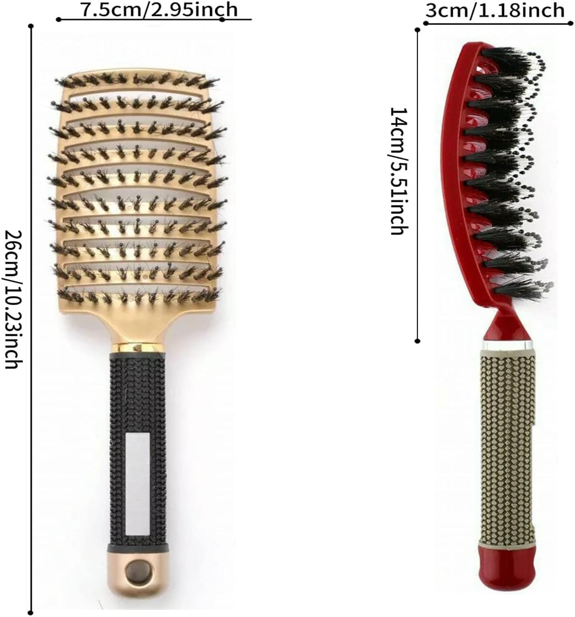 Nylon Boar Bristle Hair Brush Hairbrush Smooth Hair Head Scalp Massage Comb Curved & Vented Detangling Hair Brush for Women Long, Thick, Curly and Tangled Hair image number 1