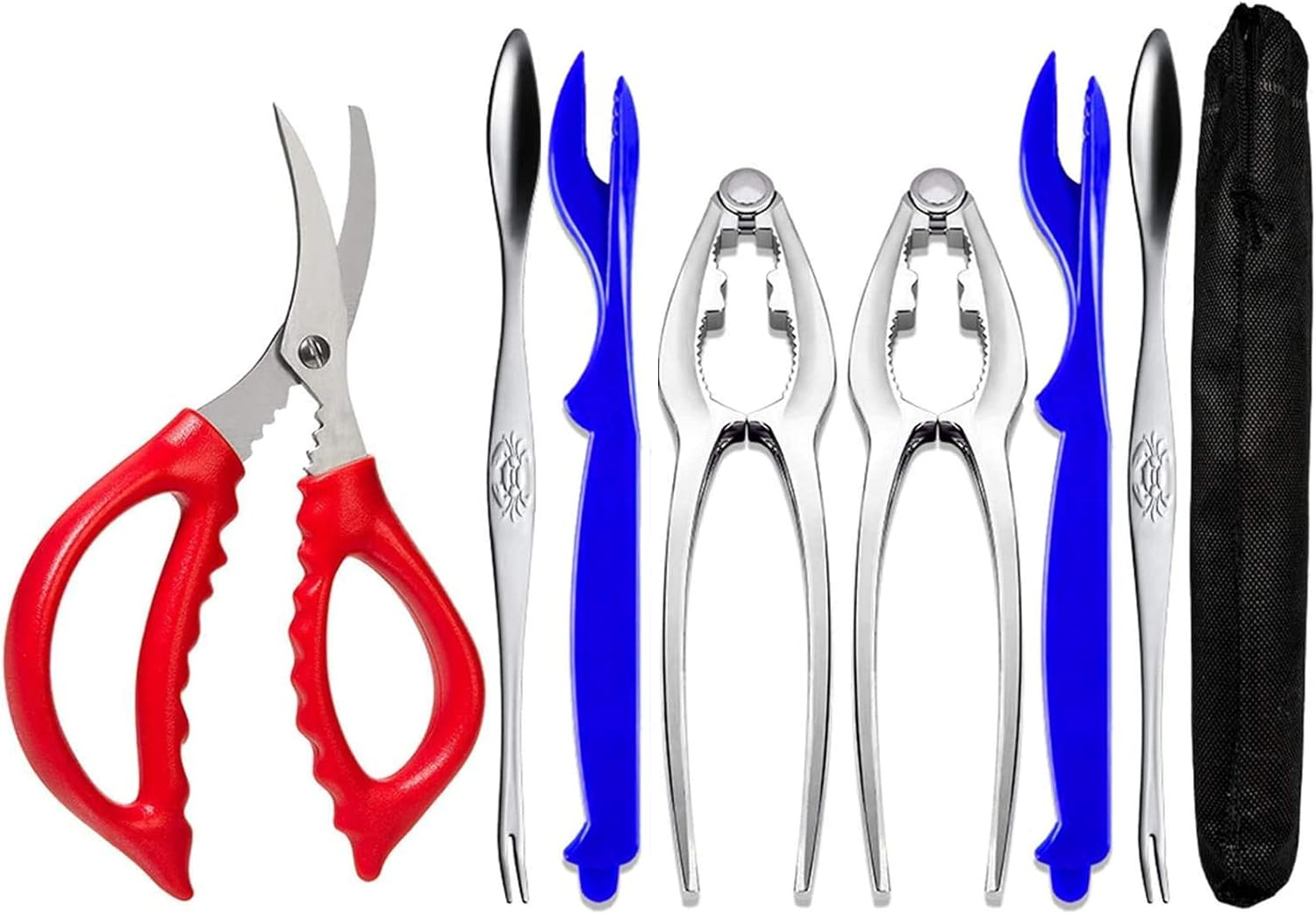 Crab Leg Crackers and Tools - Shellfish Nut Cracker for Nut Stainless Steel Seafood Crackers & Forks Cracker Set