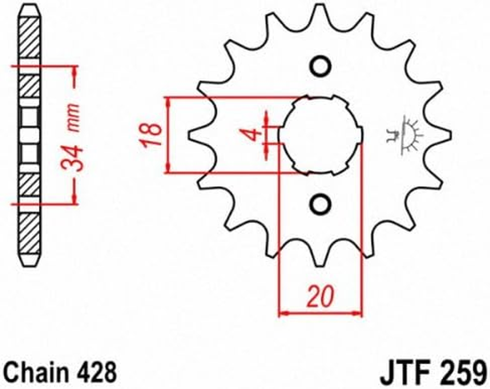 JT Sprockets JTF259.16 16T Steel Front Sprocket