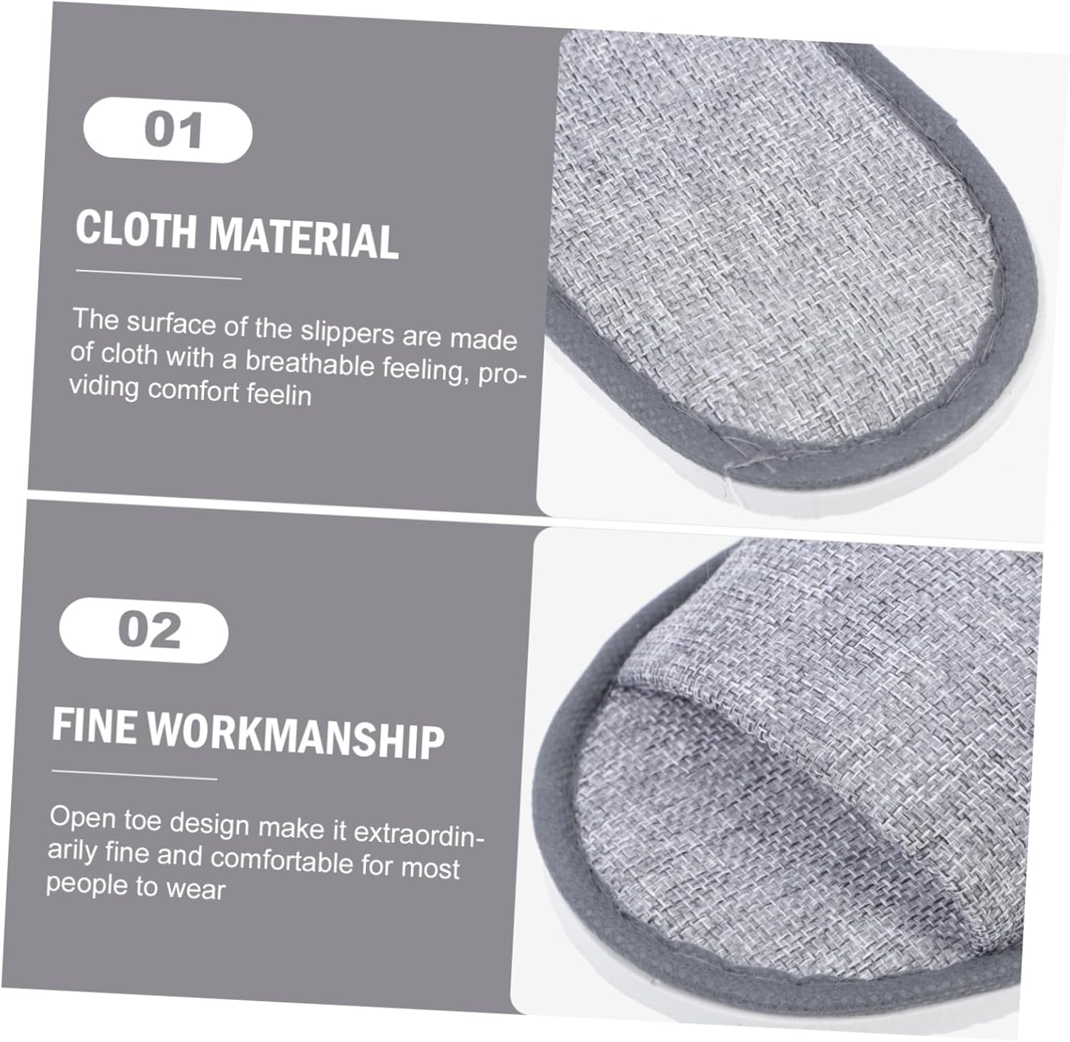 PENIKOKO 6 Pairs Disposable Skid Slippers Lightweight Breathable Open Toe Hotel Travel Necessity with Sole for Home Salon and Term Rentals image number 4