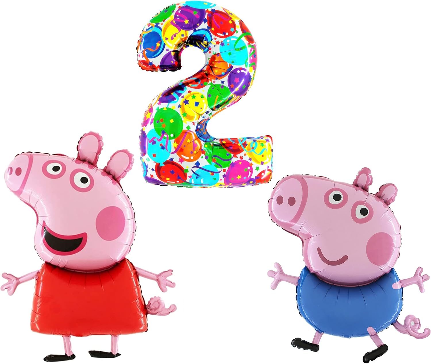 Toyland&reg; Peppa & George Pig Foil Balloon Pack - 2 X 37" Character Shape Balloons & 1 X 40" Number Balloon - Kids Party Decorations image number 6