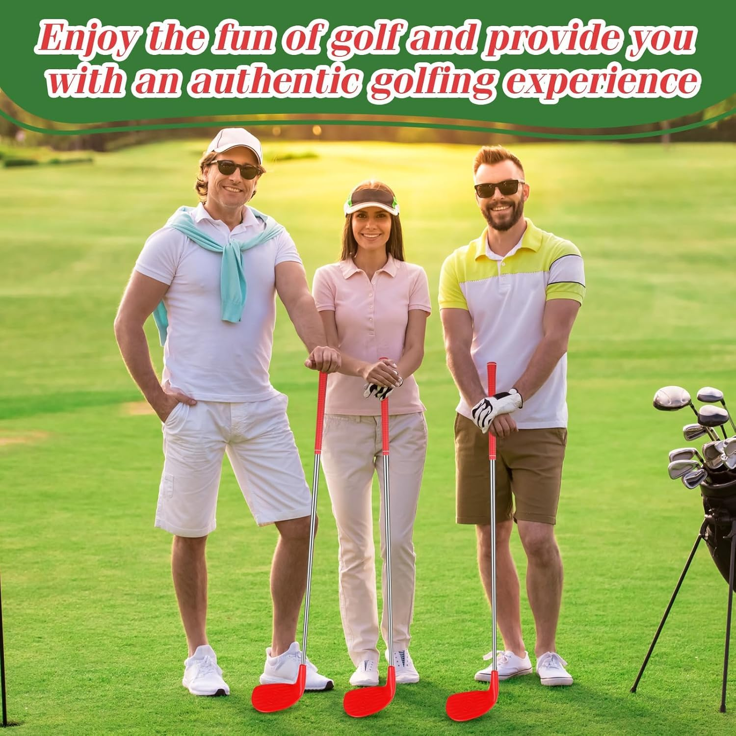 Golf Game Club Set 36" Plastic Golf Chipping Clubs with Oversize Heads for Home Backyard Bucket Game Outdoor Indoor Training Practice Adults(Right Hand)