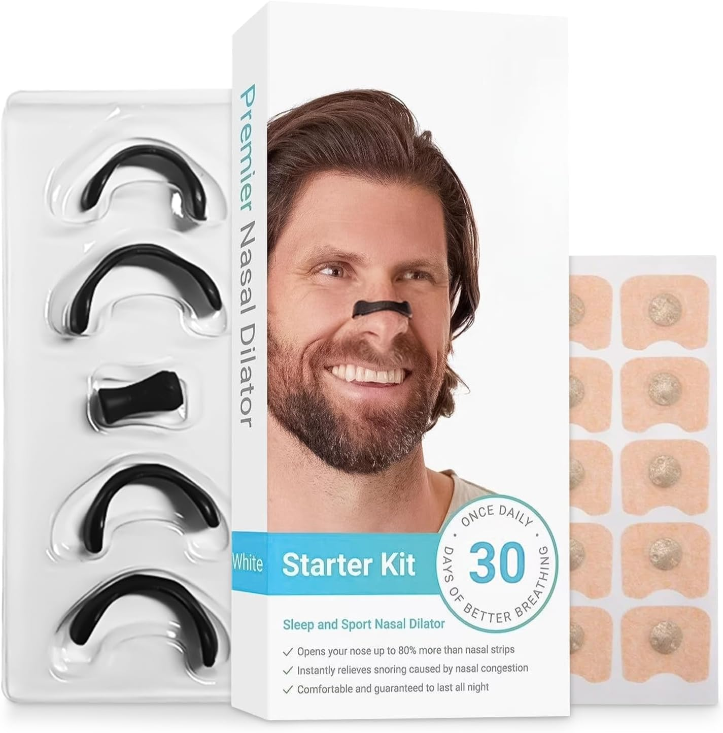 Yakiter Nasal Strips, 60 Pcs Magnetic Nose Strips, anti Snoring Intake Breathing Nose Strips with Nose Clips, for Sleep Sports, Stop Snoring Aids for Men & Women (Black)