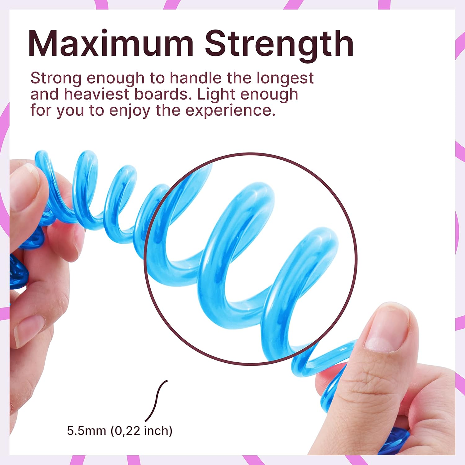 Own the Wave Bodyboard Leash &ndash; Premium Coil 4Ft Coiled Wrist Boogie Board Leashes with Plug - Bright Blue image number 2