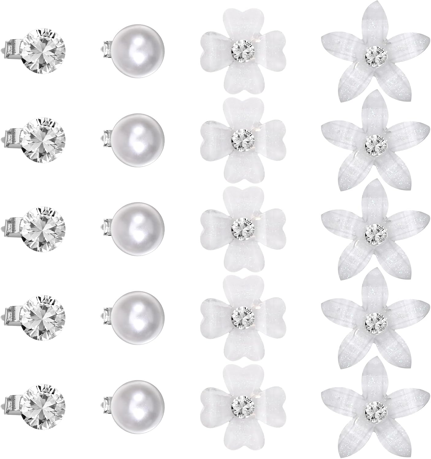 Piriuuo Pack of 20 White Small Flowers Hair Clips, Mini Flower Hair Clips with Rhinestones, Small Decorative Hair Accessories, Cute Flower Girl Hair Accessories, Wedding Hair Accessories for Girls image number 4