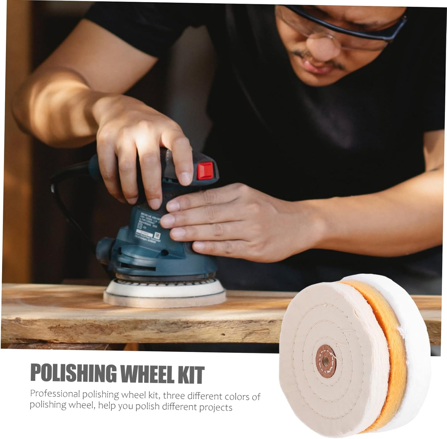 HEALEEP 3Pcs Cloth Wheel Polishing Tool Set Buffing Wheel Pad Kit for Car Polisher Equipment for Mirror Finish image number 5
