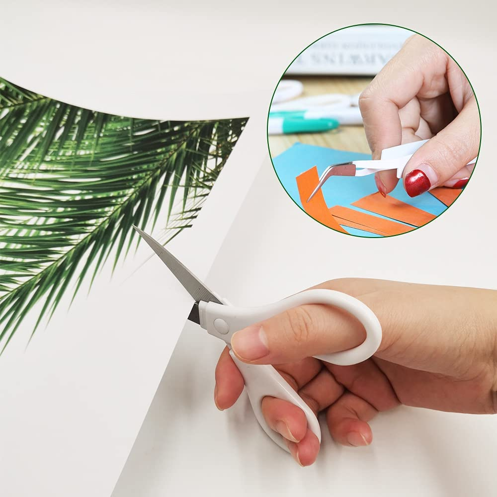 Weeding Tools for Vinyl, Finegood 8 PCS Weeding Tool Set Basic Craft Removal Kits Scissors Scraper Spatula Tweezers for Die Cut Cardstock Scrapbooking image number 3