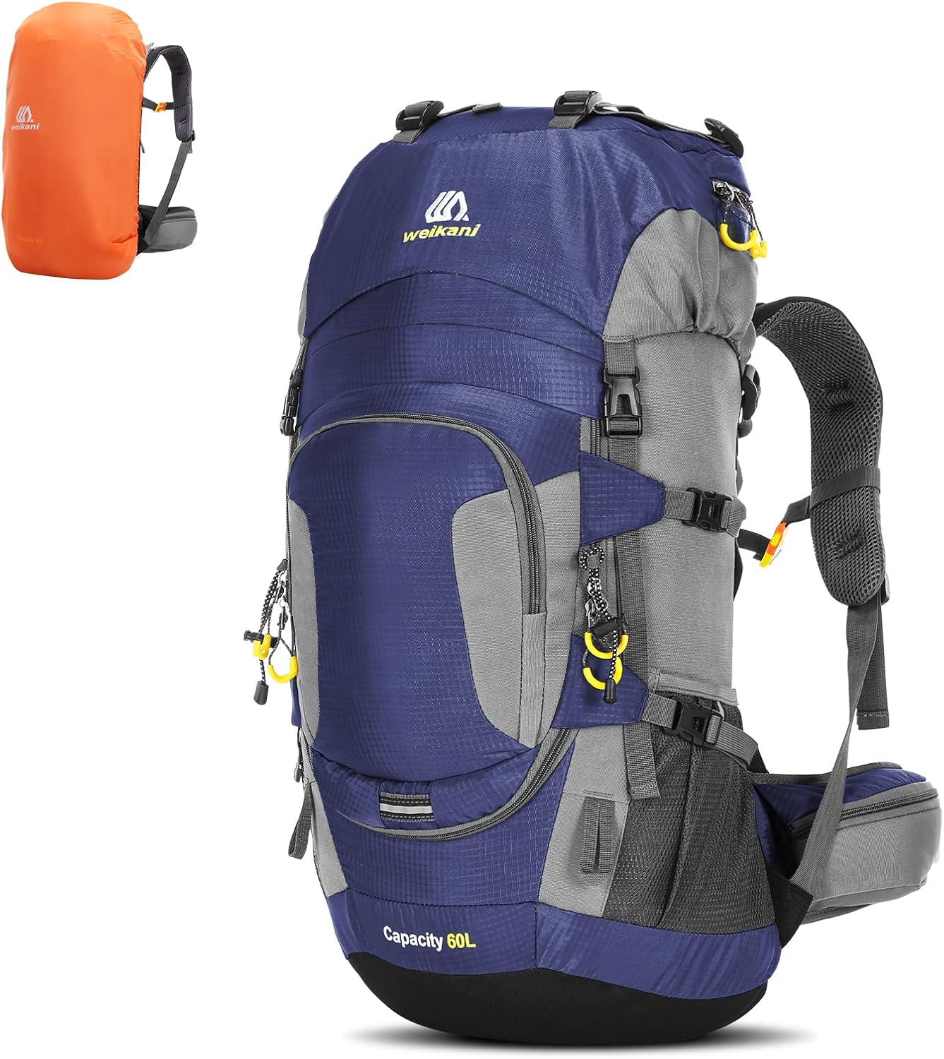 Eacam 60L Waterproof Hiking and Camping Backpack - Durable, Lightweight Large Hiking Backpack with Rain Cover, Multi Compartments, and Adjustable Straps