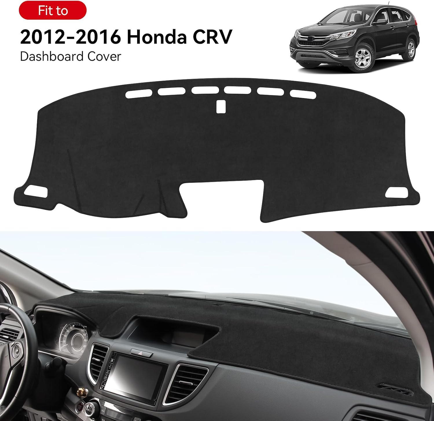 Bercicci Dash Cover for Honda CRV 2016 2015 2014 2013 2012 Accessories Flannel Dashboard Cover Dash Mat Center Console Cover Sunshield Protector Pad image number 6