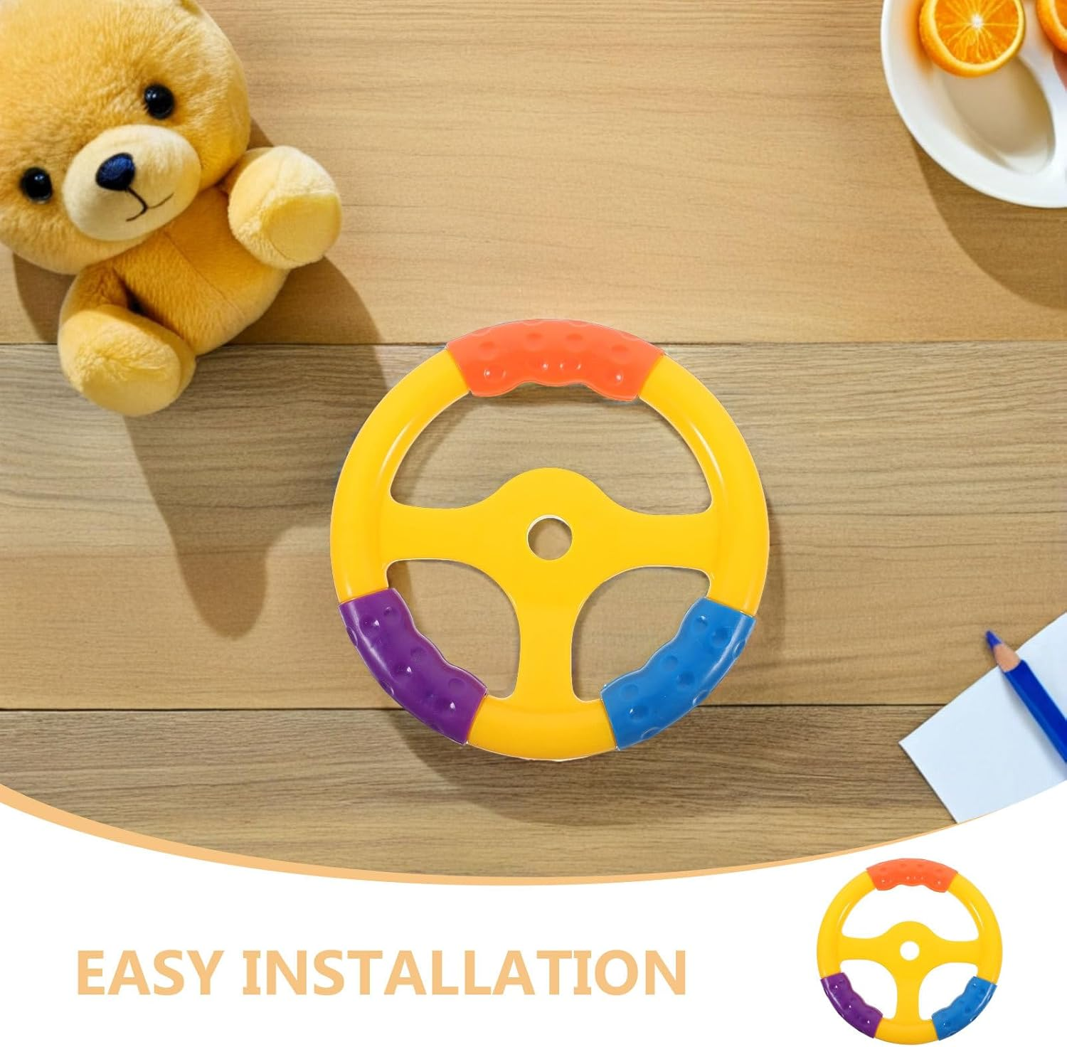 YARNOW 2Pcs Toy Steering Wheel - Plastic Steering Wheel for Rocking Car Bumper Car Pirate Ship - Playground Accessories for Treehouse Backyard Playset Outdoor Playhouse image number 1