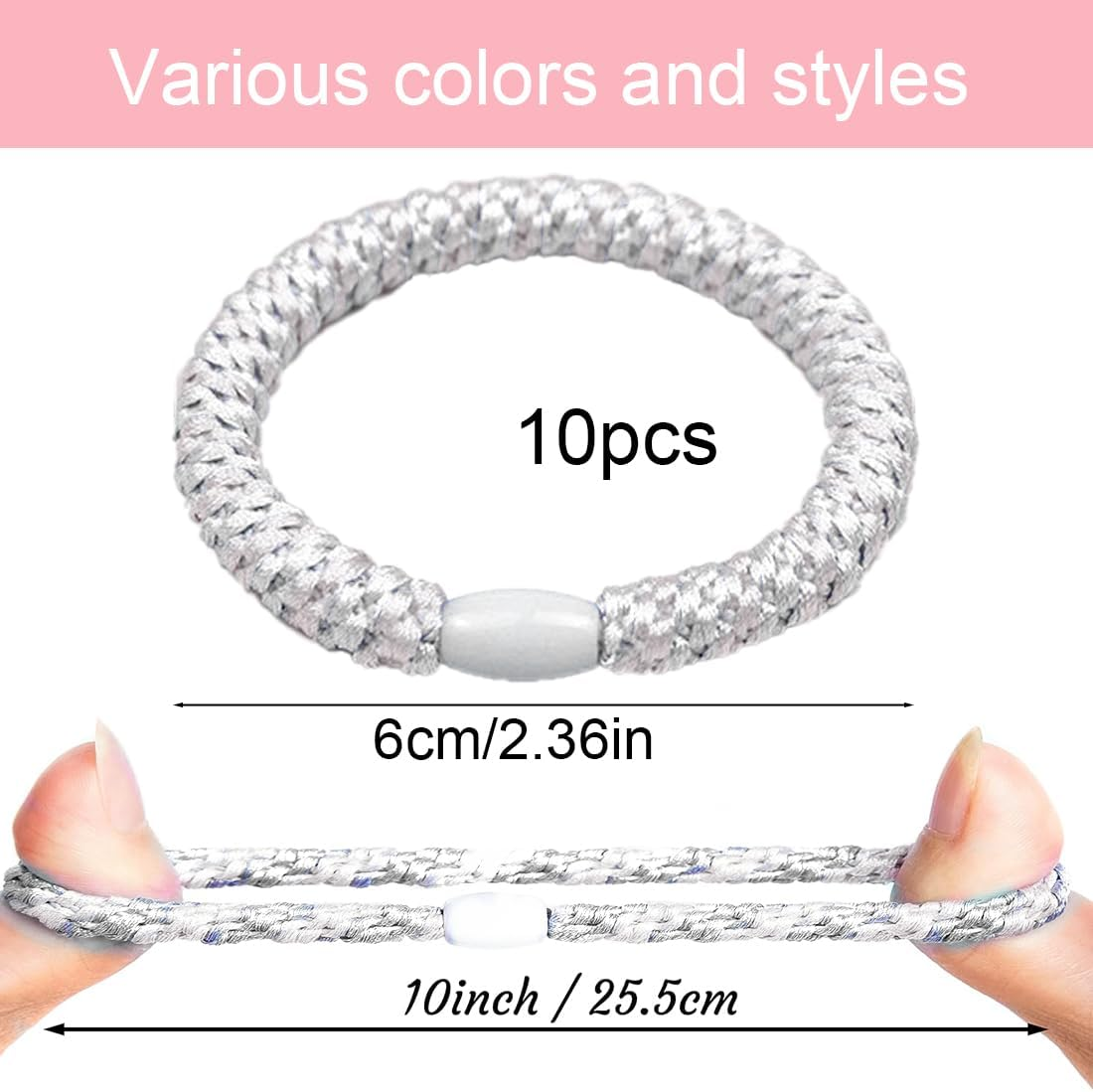 OUDQFCJ Hair Bobbles, Pack of 10 Women'S Hair Bobbles, Elastic Braid Scrunchies, Stylish Ponytail Holders for Women and Girls (10 Mix Colours) image number 1