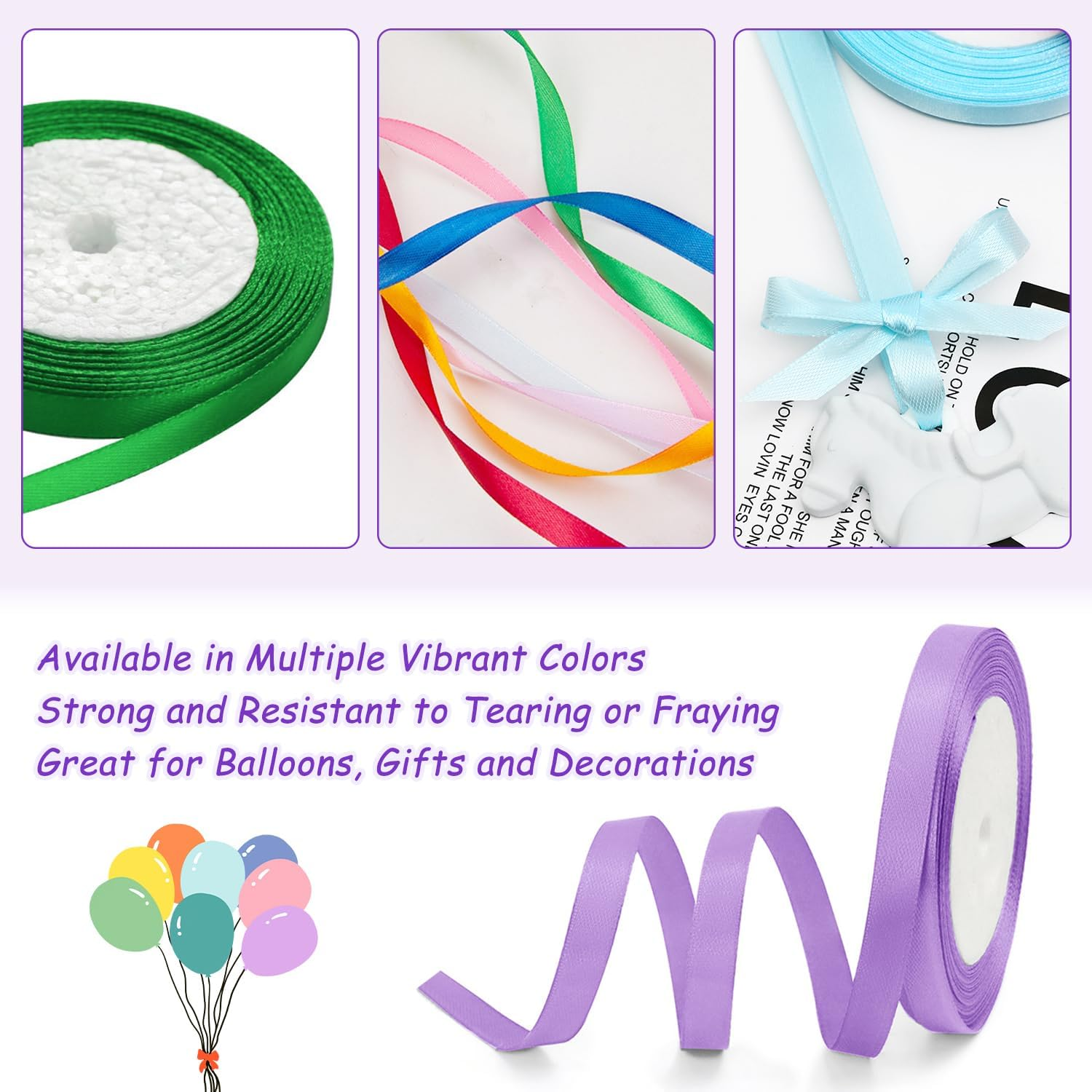 SYEYCW 12 Satin Ribbons Colourful, Polyester Satin Ribbon, 6 Mm &times; 22 M, Ribbon Silk Ribbon, Decorative Ribbon Fabric Ribbon Set, for DIY Art, Craft, Gift Packaging, Bows, Wedding Decoration image number 1