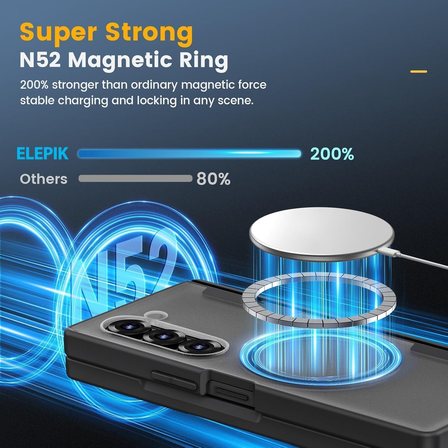 ELEPIK for Z Fold 6 Case, [Compatible with Magsafe] [Built-In Screen Protector] [Hinge Protection] [S Pen Holder] [Wireless Charging] Phone Case for Samsung Galaxy Z Fold 6 5G, Black. image number 1