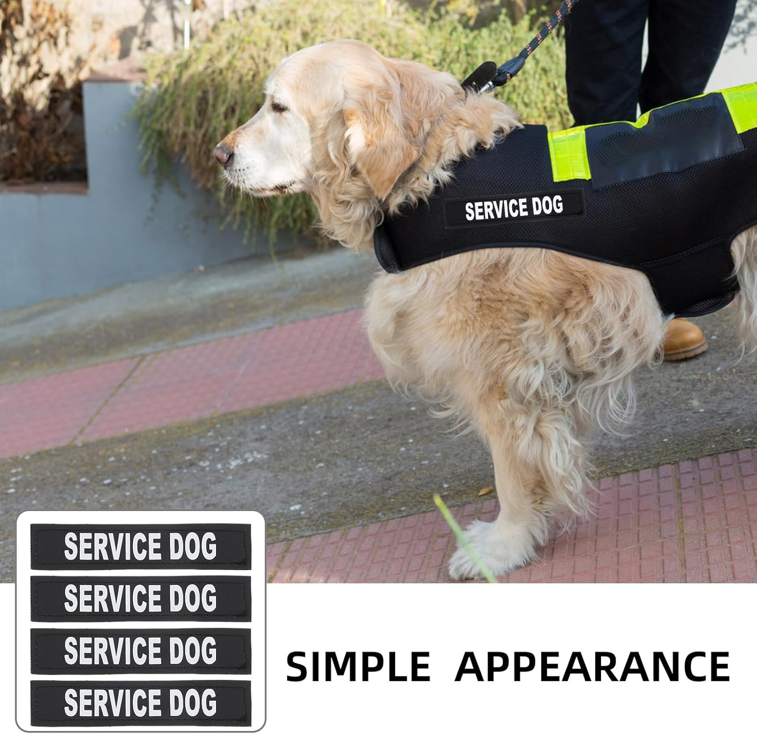 BESPORTBLE 2 Pairs Harness with Pet Clothing Dog Vest Stickers Therapy Dog Patch Dog Vest Labels Reflector Vest Dog Tags for Pets Dog Patches for Pet Dog Harness Patches Hook Pu Black