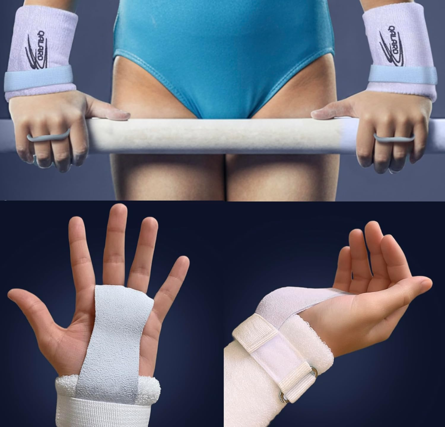 Palm Guards for Beginners | Bar Grips | Gymnastics Hand Grips with 4" Wristbands & Bag| Youth Bar Grips image number 5