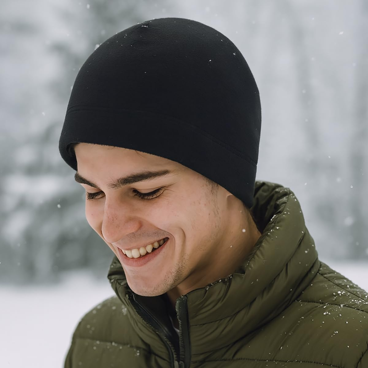 Cuffed Beanie Cap Autumn and Winter Style Polar Fleece Fabric Cold-And Elastic Watch Hat for Men and Women Sleep Caps image number 3