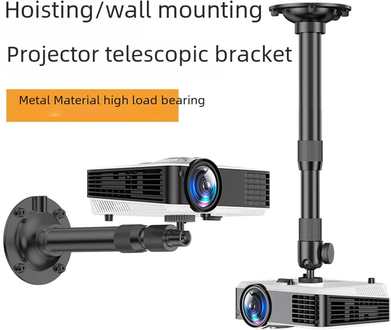 Baotyjie Ceiling Mount for Projector Adjustable Cable Routing with Telescopic Tube Metal Bracket for Home Living Room Office Bedroom, 40 to 80Cm image number 3