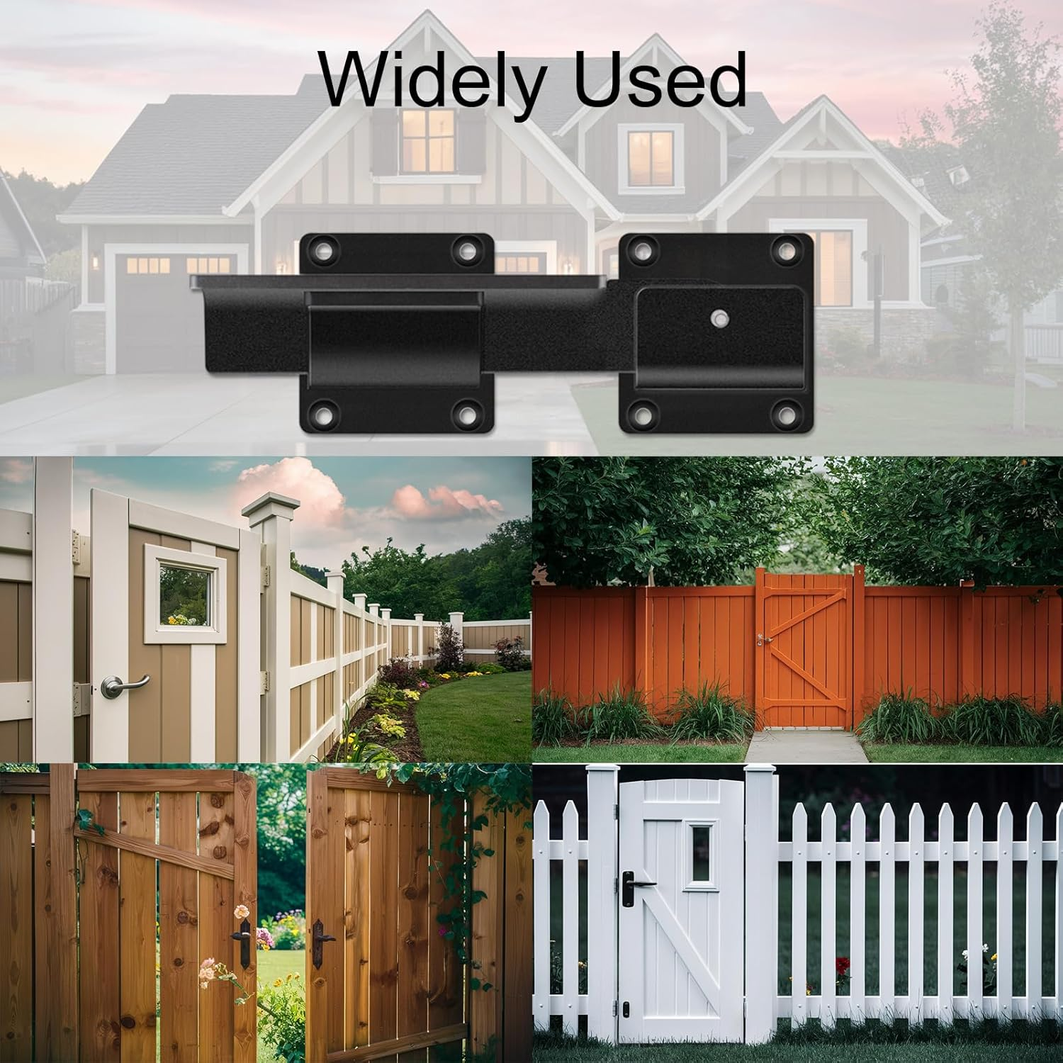 Bhanboth Heavy-Duty Flip Gate Lock with Padlock Hole, 7.5 Inch Black Metal Gate Latch, 4Mm Thick Outdoor Gate Hardware for Fence, Shed, Barn, Pool, Garage, Wood & Vinyl Gates image number 1