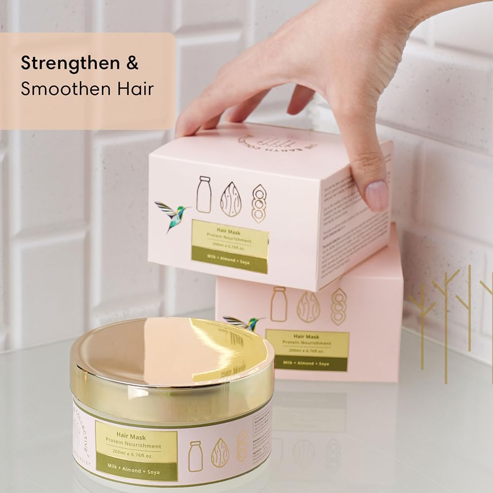 THE EARTH COLLECTIVE Protein Nourishment Hair Mask - Improves Hair Texture, Softens Hair, Deep-Conditioning, Maintains Colour-Treated Hair (200 Ml)