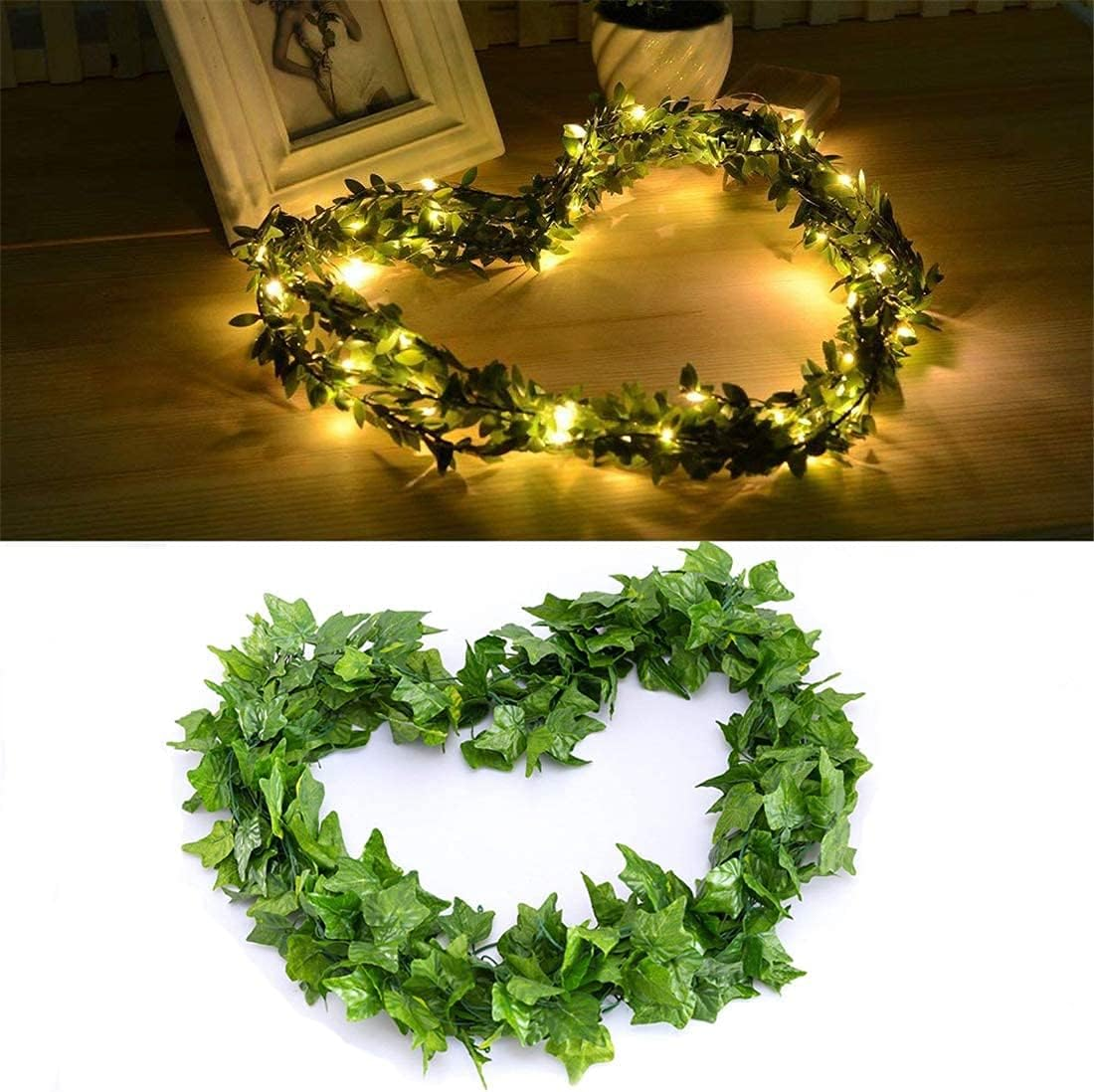 168 FT Artificial Ivy 24 Pack Ivy Vine Garland Ivy Leaves Greenery Garlands Hanging with 400 LED String Light Fake Leaf Plants Faux Green Flowers Decor for Home Kitchen Garden Office Wedding Wall image number 3