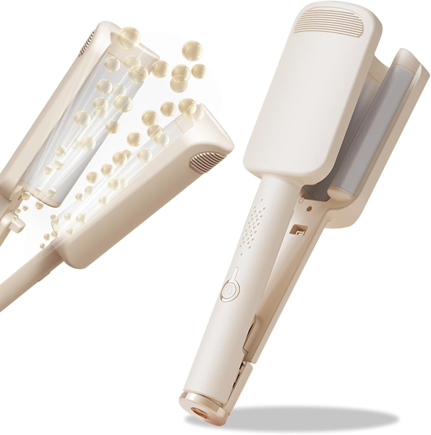 Hair Curler Wave Curling Iron, 3 Barrels Wave Hair Curler Hair Crimper Volumizer 4 Temperature Adjustable Temperature Ceramic Crimper Hair Anti-Scald Curling Wand for All Hair Types (1.25 Inch, White) image number 6