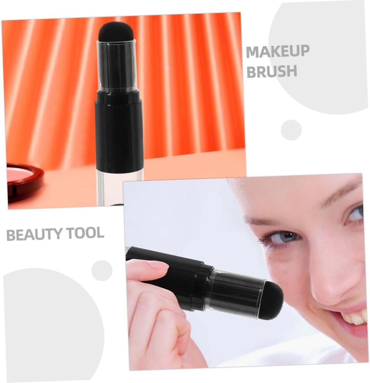 Gatuida 2Pcs Refillable Makeup Brushes Powder Foundation Cosmetic Applicator Brushes Black Fiber Hair Portable Travel image number 4