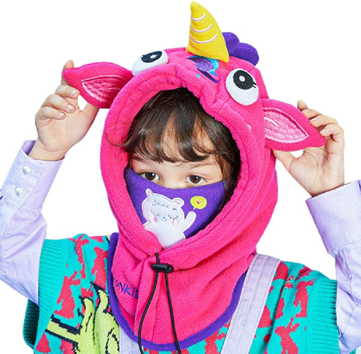 AQIIGOSE Kids Balaclava Ski Mask, Windproof Thermal Fleece Winter Hat for Boys & Girls, Adjustable Fit for Cold Weather, Cycling, Hiking, Snow Play