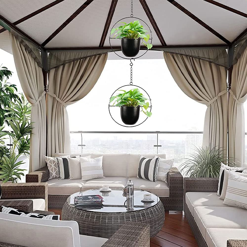 2 Pcs Hanging Planters for Indoor and Outdoor Plants with Hooks and Chains Metal Modern Wall and Ceiling Planter Minimalist Flower Pot Hold Planters Hanger for Home Decor image number 2