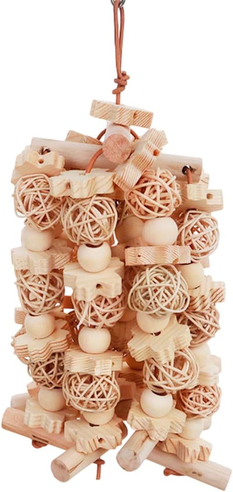 Jade Deals Parrot Wooden Chew Toy, 4.72&times;9.84In Bird Interactive Biting Toy, Natural Rattan Durable Play Toy for Parrots Cockatiels Budgies image number 1