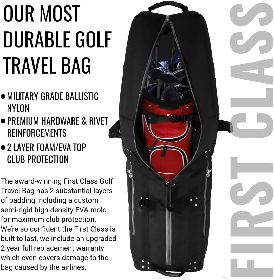 Caddydaddy New First Class Premium Padded Golf Club Travel Cover with Wheels - Heavy Duty Golf Travel Bag for Airlines image number 5