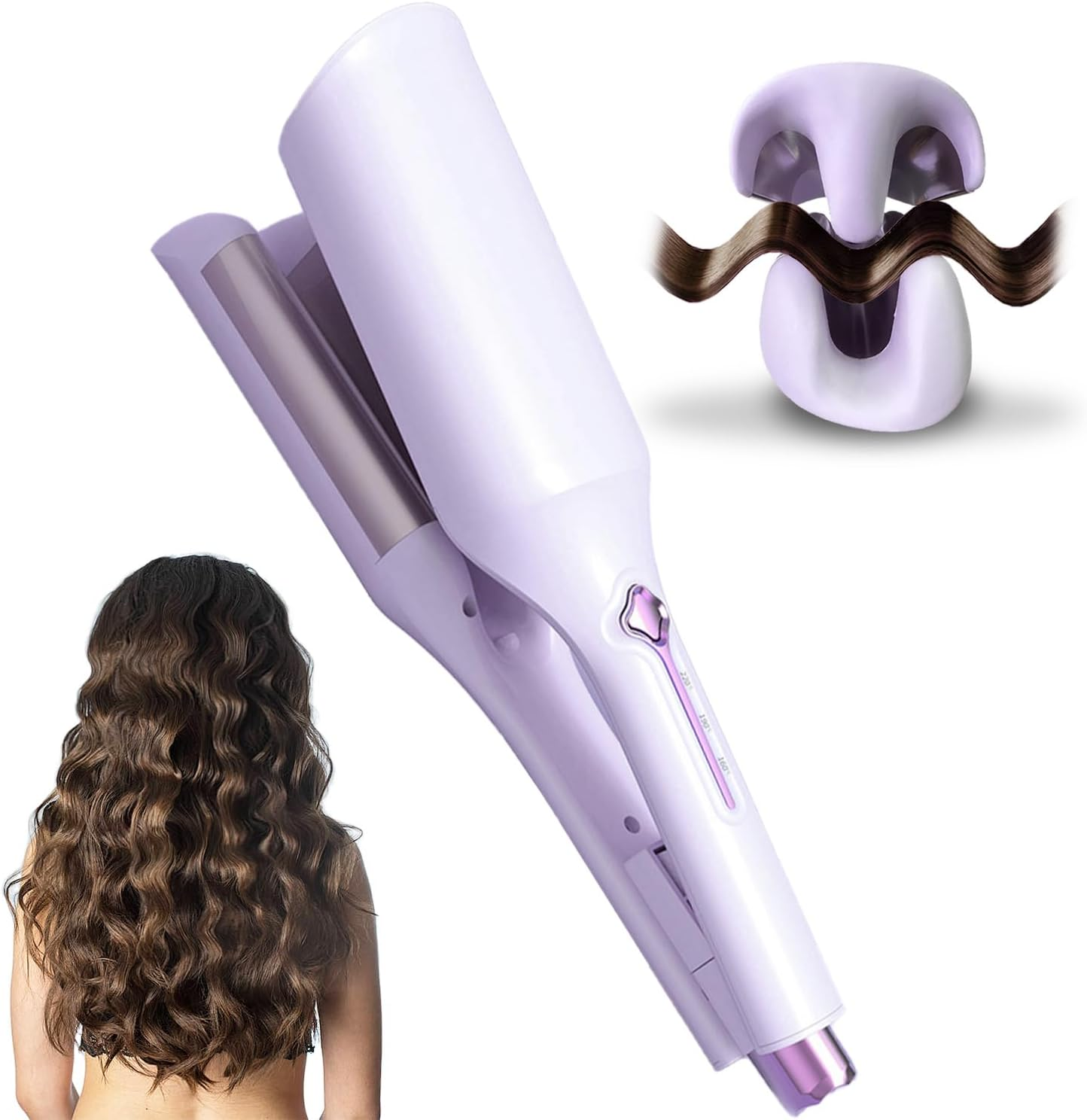 36Mm Curling Iron Hair Crimper Waver - ROVY W Waves Curling Wand, Ionic Deep Waver Hair Curler Tool with Ceramic 3 Barrel for Women, Dual Voltage, Anti-Scald, Easy to Use, 1.42 Inch image number 6