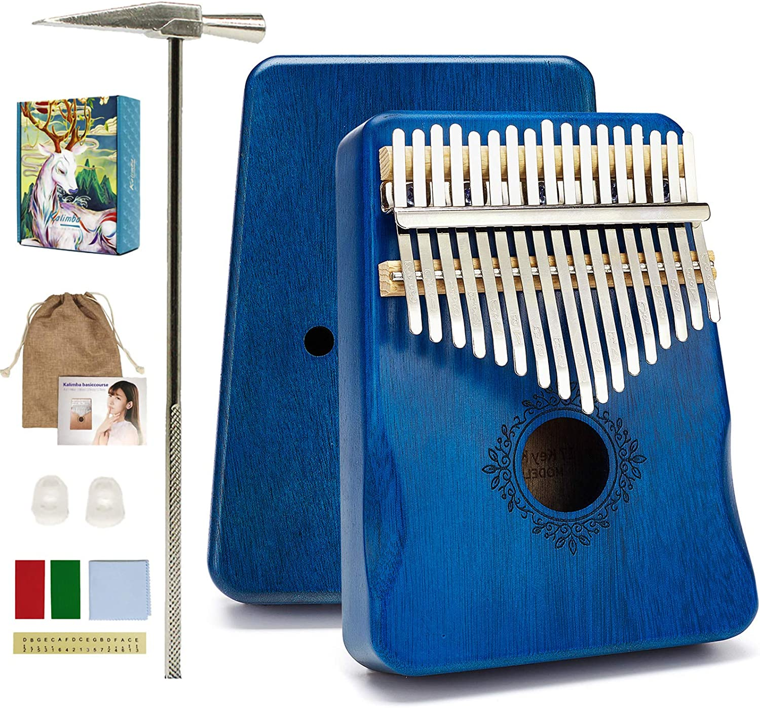 Kalimba 17-Keys Thumb-Piano Mbira-Kalimba - with Study Instruction and Tune Hammer Portable Mbira Sanza African Wood Finger Piano Kids Adult Beginners Professional Birthday Gift