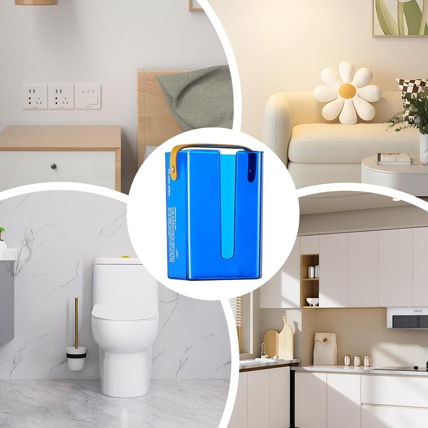 Wall Tissue Holder - No Punch Wipes Dispenser | Refillable Wipes Container Box for Bathroom, Kitchen, Home