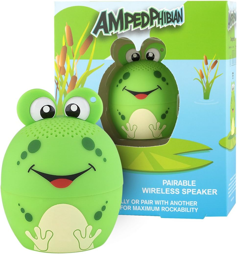 My Audio Pet Frog Mini Bluetooth Animal Wireless Speaker for Kids of All Ages - True Wireless Stereo Technology - Pair with Another TWS Pet for Powerful Rich Room-Filling Sound - (Ampedphibian)