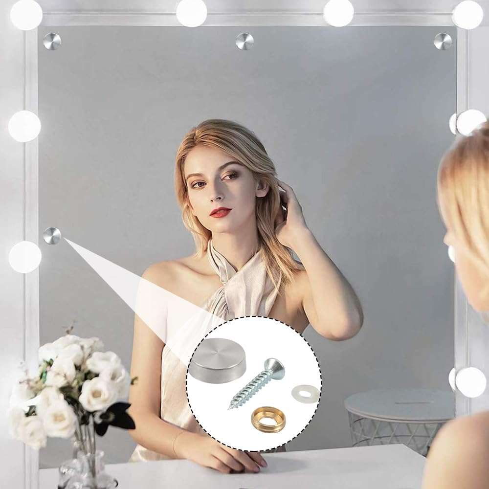 20Pcs Chrome Screw Cover Caps, Decorative Dome Caps for Mirror Screws, Furniture & Fixtures, Secure Clip-On Design (Silver, 10Mm) image number 4