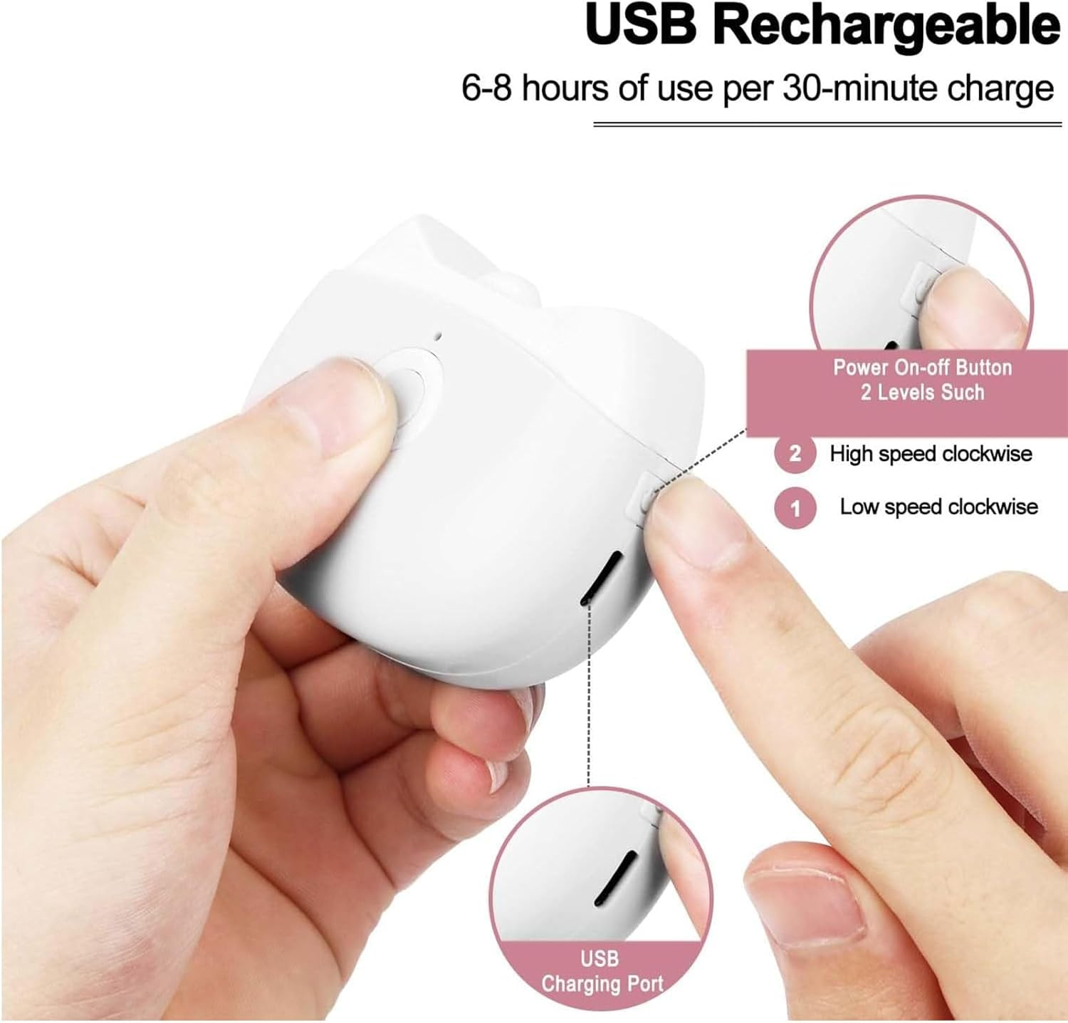 Annuoyi Electric Nail Clipper,Automatic Nail Trimmer with LED Light & 2 Speeds with Nail Scraps Storage, USB Rechargeable Safety Fingernail Trimmer for Newborn, Infant, Toddler,Adult and Seniors image number 3