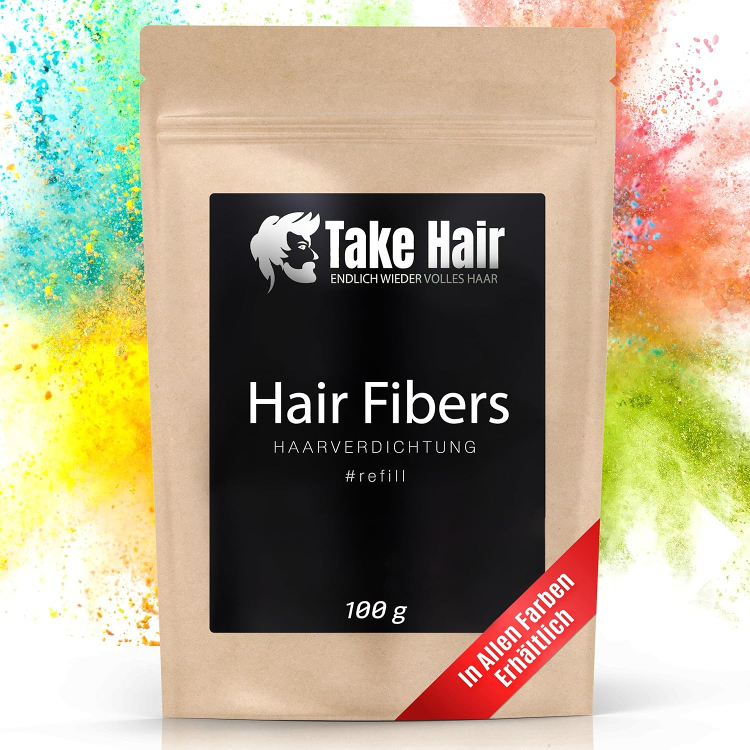 Take Hair Scatter Hair Refill Bag I Holds in Rain and Wind I for Men and Women I 100 G Pouring Hair for Hair Thickening I Hair Fibers for Hair Loss and Light Hair (Red)