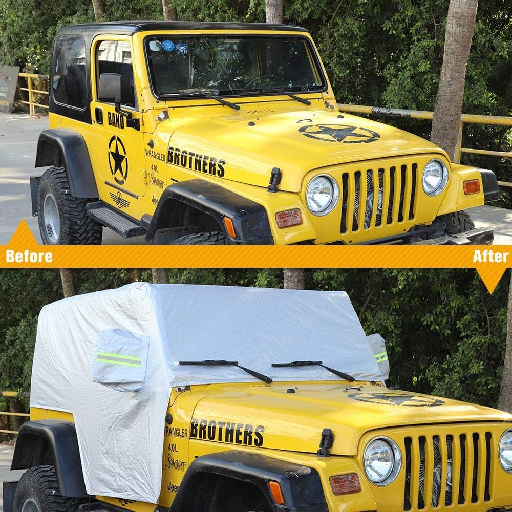 Jecar for Jeep Car Cover Weatherproof Car Cover Protect from Snow Rain Hail Sunshine Fit for Jeep Wrangler TJ 1997 1998 1999 2000 2001 2002 2003 2004 2005 2006 All Submodels image number 6