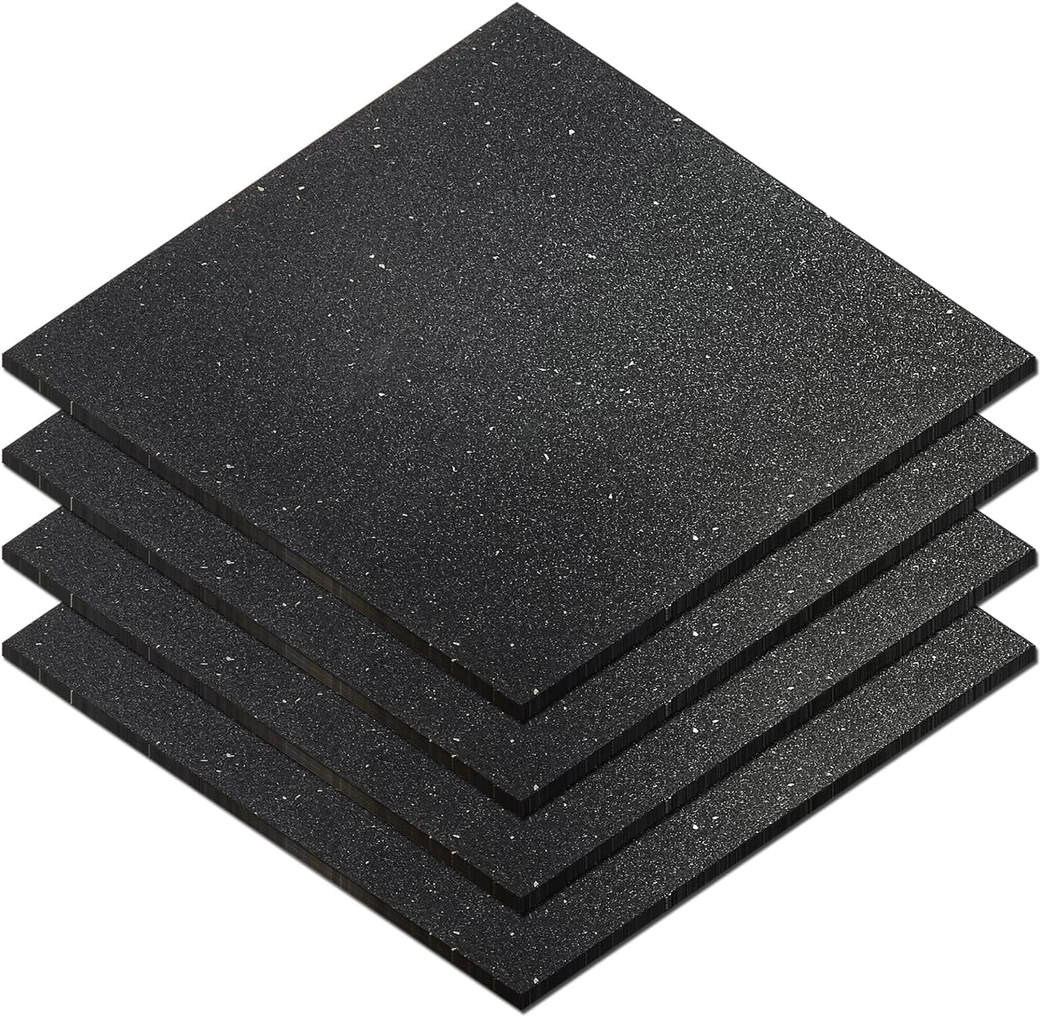 HCE 15Mm Thick Gym Flooring Mats，4Pcs High Density Rubber Exercise Mat Exercise Workout Equipment Ground Mat for Home Gym Mats Exercise Gym Flooring Fitness Mat (Black with Grey Dots)