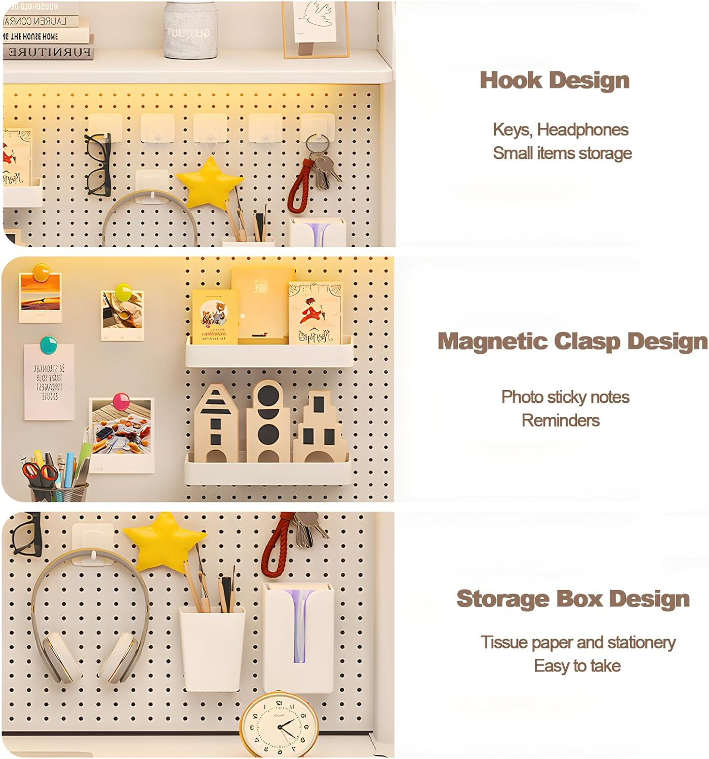 AIMANWEI Clamp-On 31.5 Inch above or below Desk 3-Tier Shelving, Desk Organizer Shelf for Office Accessories, Gaming Devices with 20 Pieces Storage Accessories (White) image number 2