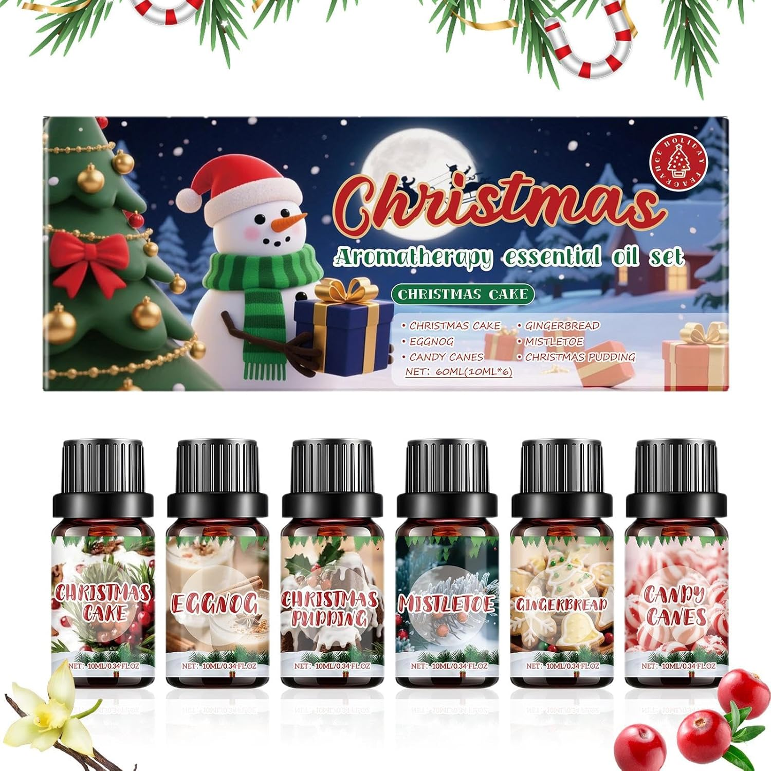 Diffuser Oils Set, 6 Oils Fragrance Christmas Holiday for Diffuser, Environmental Fragrance for Home Office Car Travel image number 2