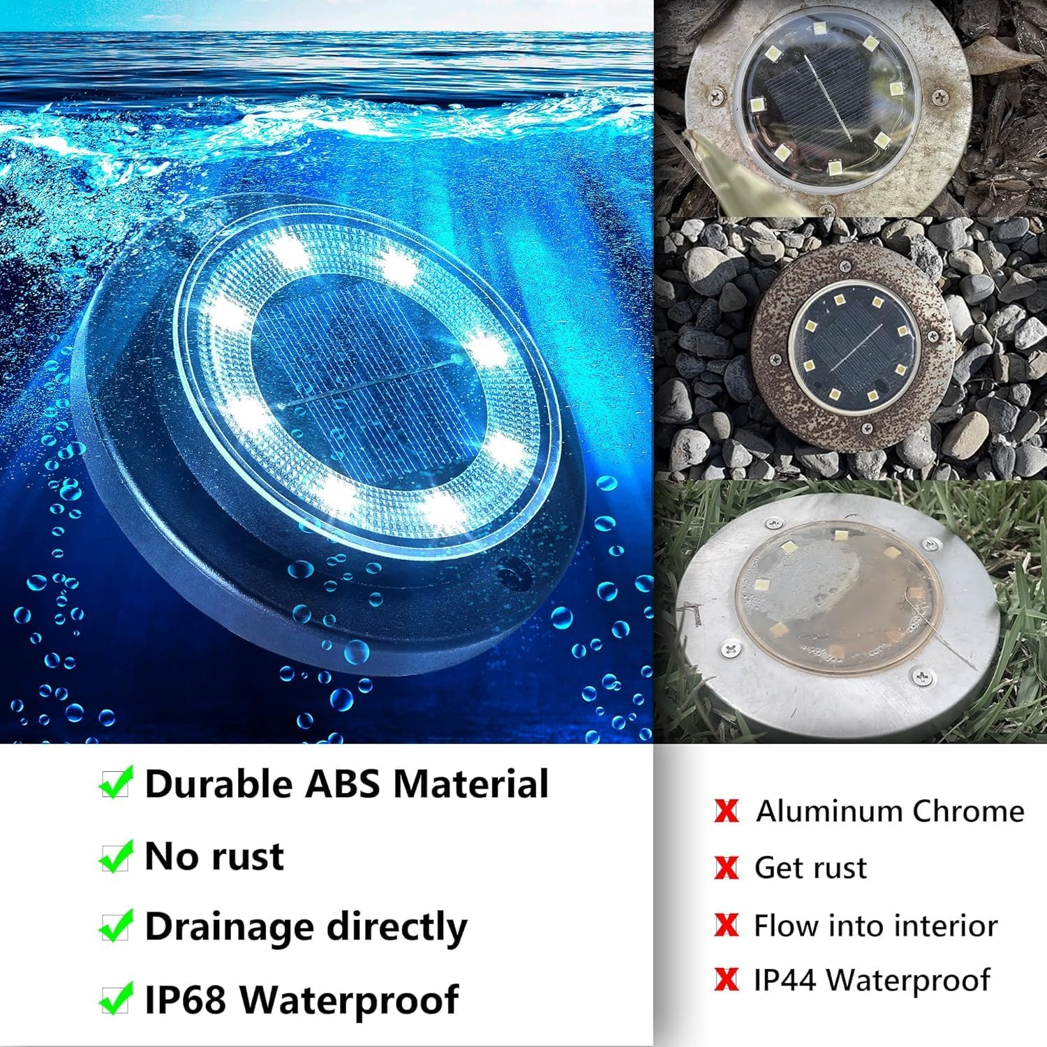 Solar Ground Lights, 12 Pack Garden Lights Solar Powered, LED Solar Pathway Lights Outdoor, In-Ground Lights LED Landscape Lighting for Pathway Patio Walkway Yard Lawn Deck (Warm White) image number 2