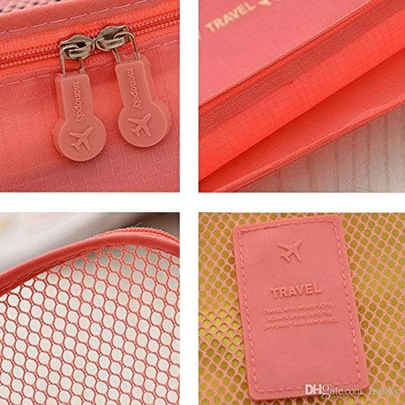 Go2Buy 6Pcs Travel Luggage Organizer Set Backpack Storage Pouches Suitcase Packing Bags (Peach Red) image number 4