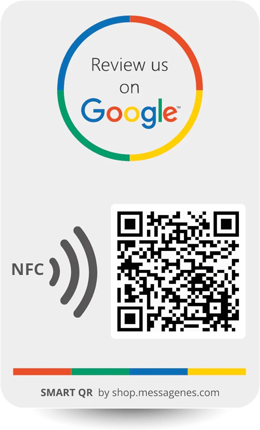MESSAGENES | Review Us on Google QR Code Stickers | Reusable Smart QR Code and NFC | 1 Rectangular Unit | Easy Reviews | Modify Link Whenever You Want | Google Decal for Business | Premium Materials image number 1