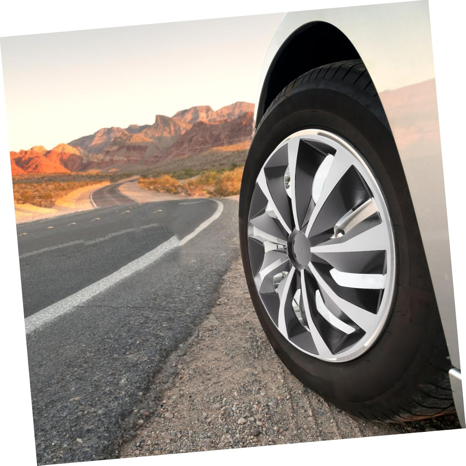 LIFKOME Universal 15-Inch Hubcaps Wheel Covers Car Accessories Wheel Center Hub Caps Cover Sturdy Steel Replacement Rim Decorative for Automotive Tire Valve Caps Enhancement image number 2