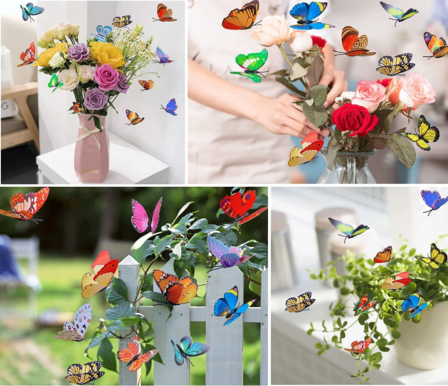 100 Pcs Butterfly Stakes, Waterproof Butterflies Stakes Garden Ornaments & Patio Decor Butterfly Party Supplies Yard Stakes Decorative for Outdoor Christmas Decorations image number 3